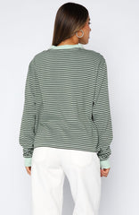 Touchdown Long Sleeve Tee Green Stripe